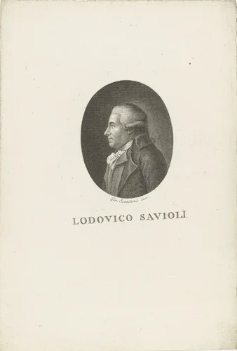 Portret van dichter en historicus Ludovico Savioli by Girolamo Carattoni, print, 1767-1809