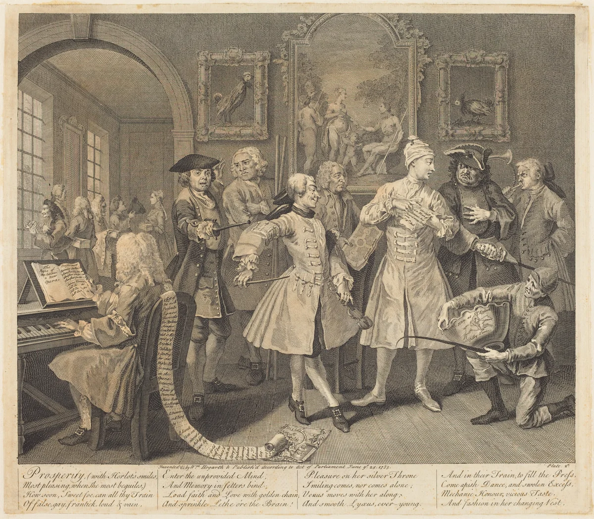 A Rake's Progress: pl.2 by William Hogarth, print, 1735