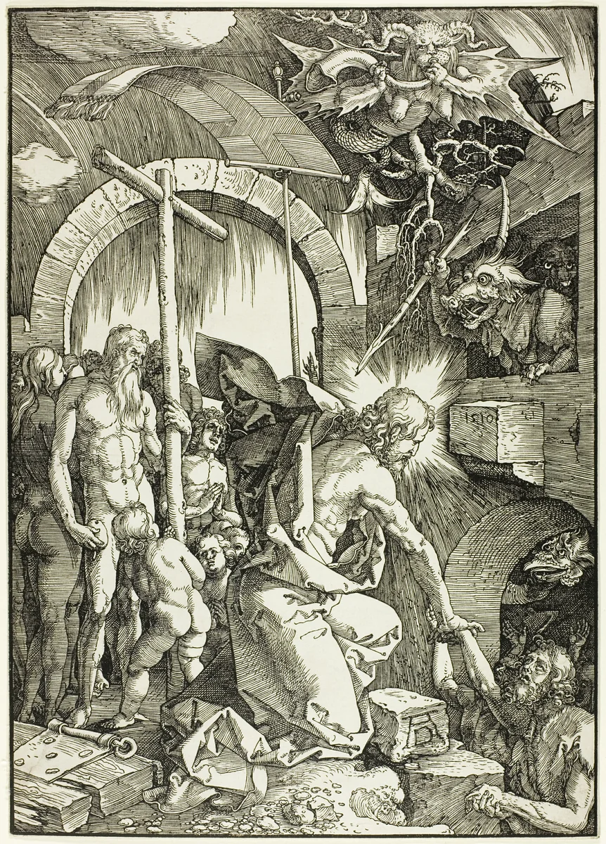 The Harrowing of Hell - Christ in Limbo, plate nine from The Large Passion by Albrecht Dürer, print, 1510