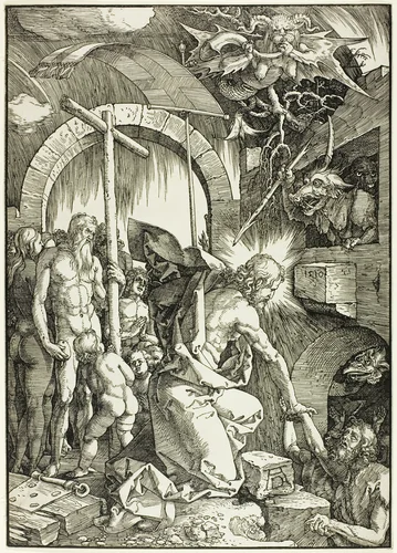 The Harrowing of Hell - Christ in Limbo, plate nine from The Large Passion by Albrecht Dürer, print, 1510