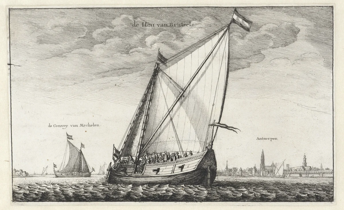 Gezicht op de Schelde bij Antwerpen by Wenceslaus Hollar, print, 1647