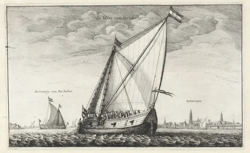 Gezicht op de Schelde bij Antwerpen by Wenceslaus Hollar, print, 1647