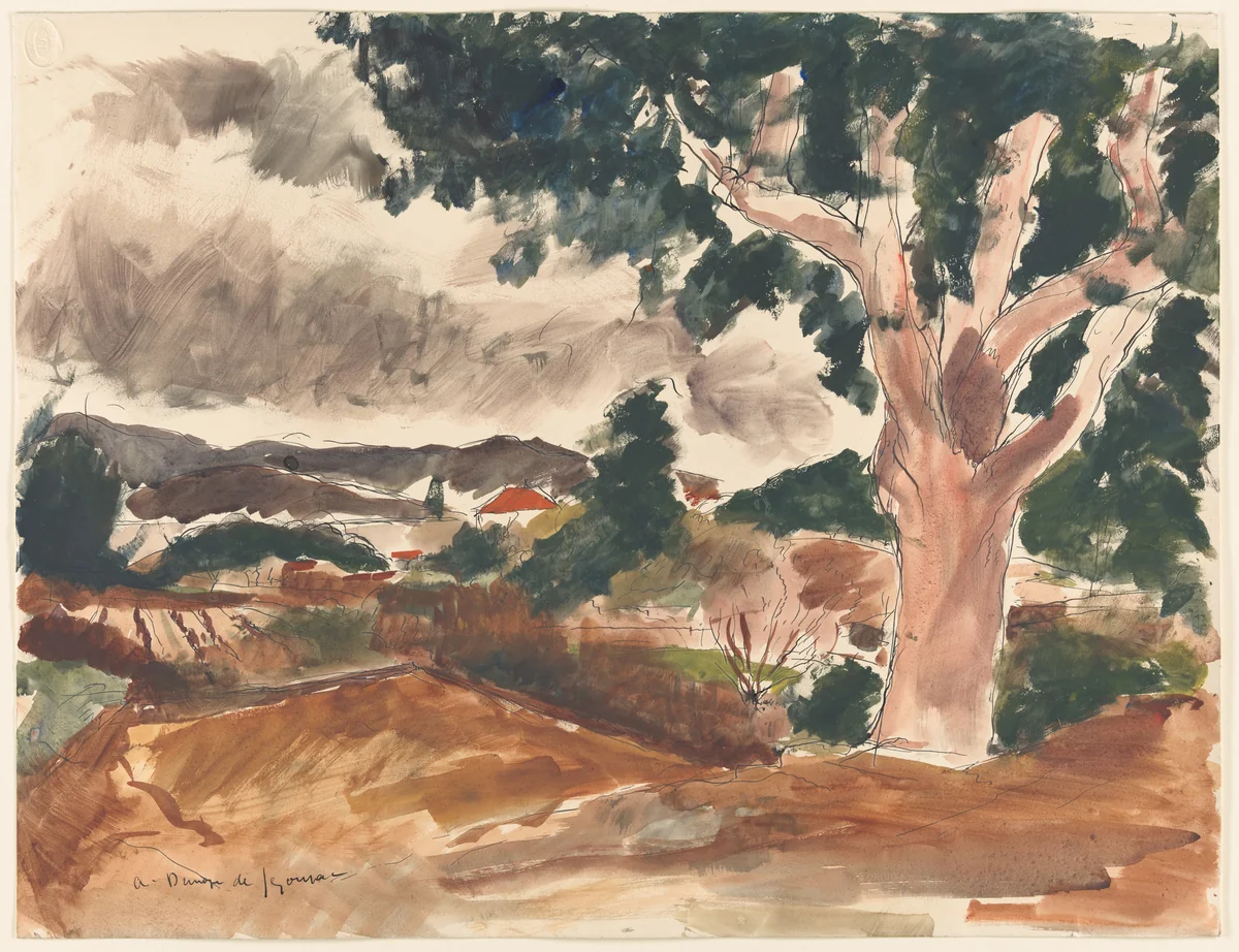 Landscape by André Dunoyer de Segonzac, drawing, 1928
