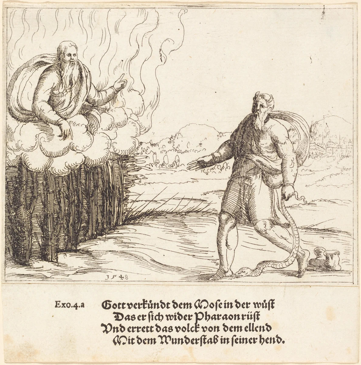 Moses and the Serpent by Augustin Hirschvogel, print, 1548
