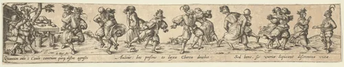 Peasant Couples Dancing by Johann Theodor de Bry, print, 1580-1600
