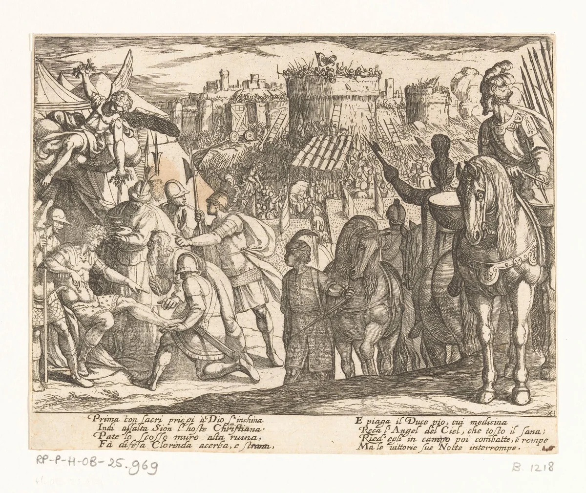 Illustratie bij Canto XI van Tasso's 'Gerusalemme Liberata' by Antonio Tempesta, print, 1565-1630