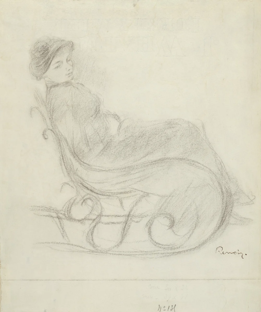 Woman Seated in a Chair (recto); Woman in a Chair, Seen from the Back (verso) by Pierre-Auguste Renoir, drawing, 1873-1919
