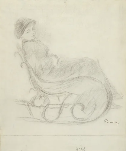 Woman Seated in a Chair (recto); Woman in a Chair, Seen from the Back (verso) by Pierre-Auguste Renoir, drawing, 1873-1919