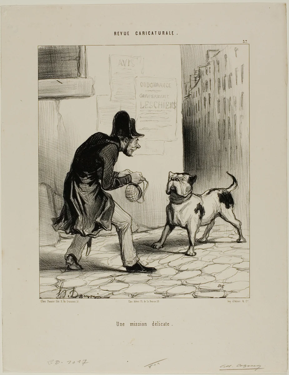 A Delicate Task, plate 37 from Revue Caricaturale by Honoré-Victorin Daumier, print, 1843