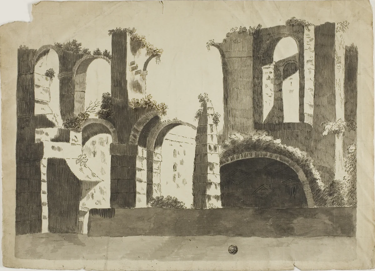 Roman Ruins by Unknown Artist, drawing, 1700-1799