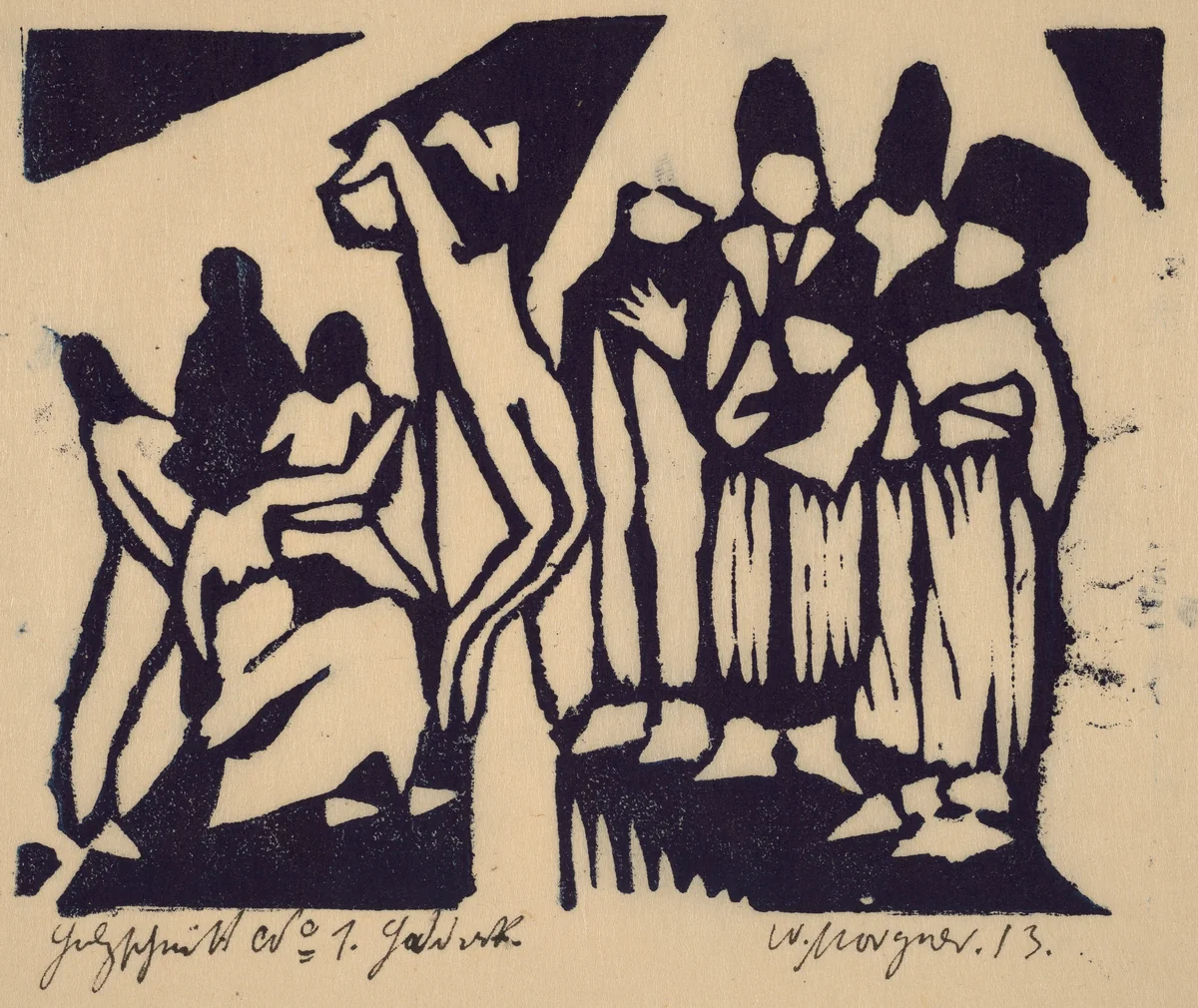 Crucifixion I by Wilhelm Morgner, print, 1913
