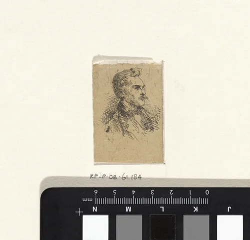 Portret van een onbekende man met snor by Frederik Hendrik Weissenbruch, print, 1843-1887