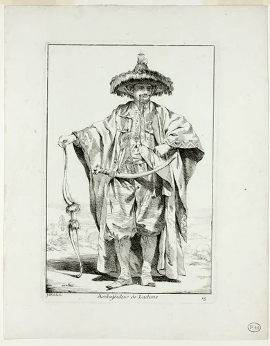 Ambassadeur de la Chine, plate fifteen from Caravanne du Sultan à la Mecque by Joseph-Marie Vien, print, 1748