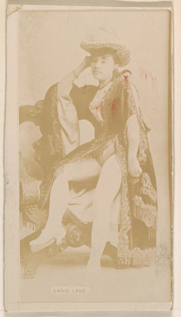 Sadie Lane, from the Actresses series (N245) issued by Kinney Brothers to promote Sweet Caporal Cigarettes by Kinney Brothers Tobacco Company, photograph, 1890