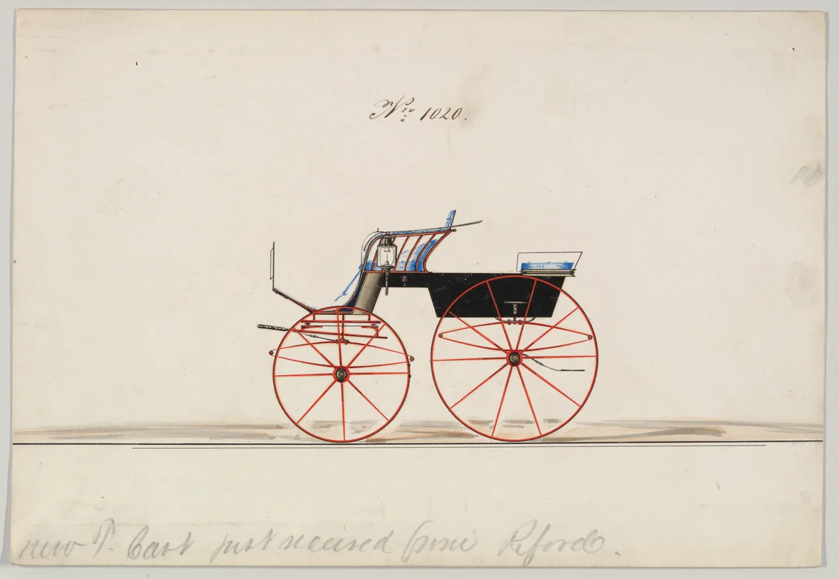 T-Cart Phaeton #1020 by Brewster & Co., drawing, 1850-1870