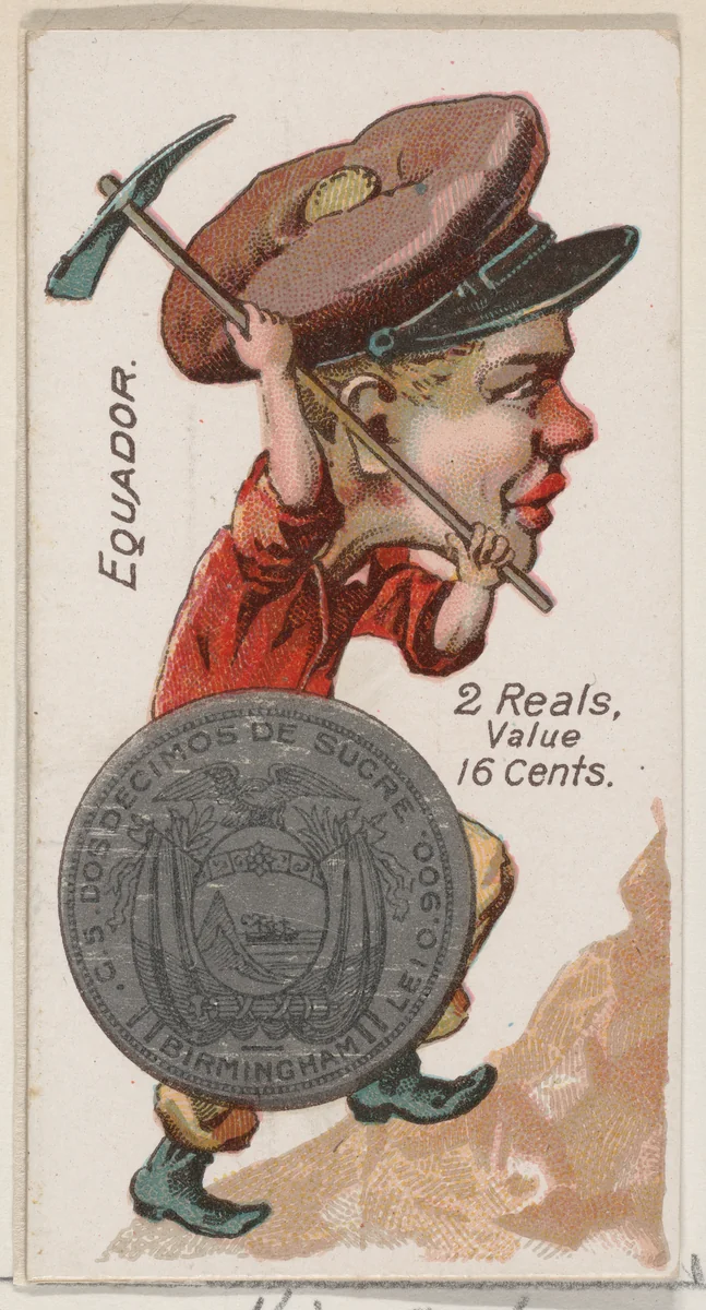 Ecuador, 2 Reals, from the series Coins of All Nations (N72, variation 1) for Duke brand cigarettes by W. Duke, Sons & Co., print, 1889