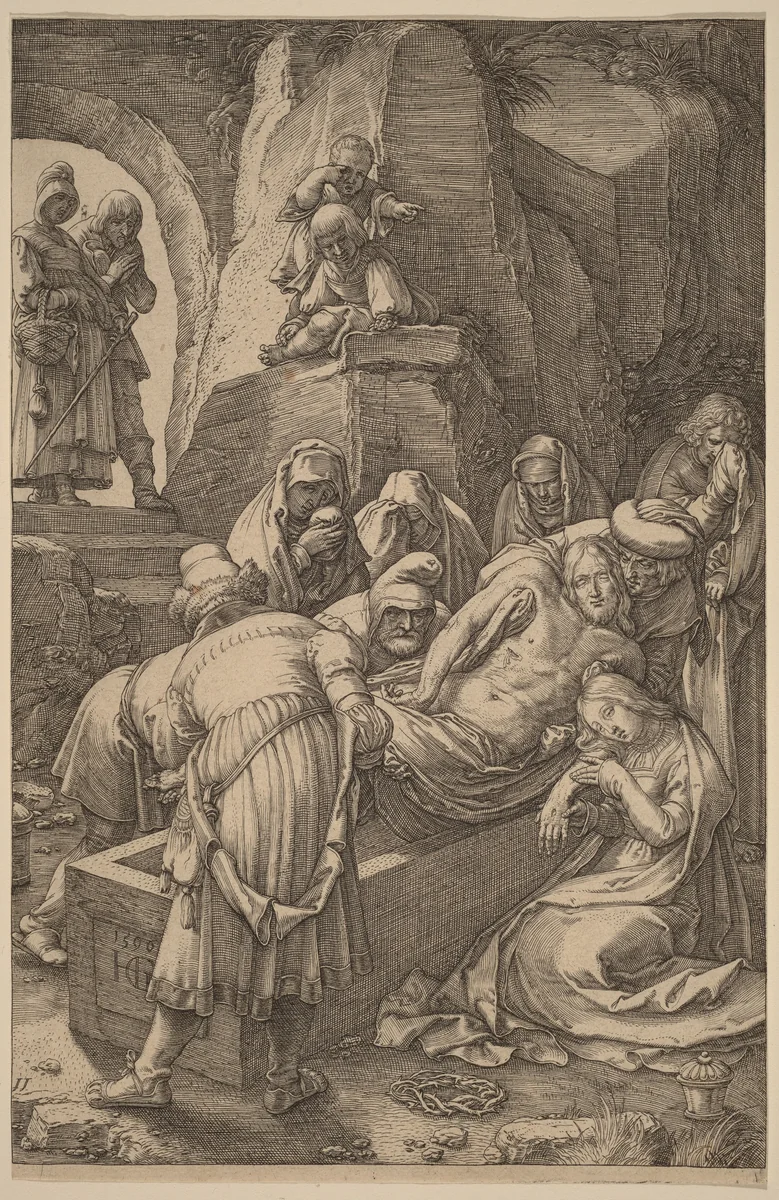 Burial of Christ by Hendrick Goltzius, print, 1596