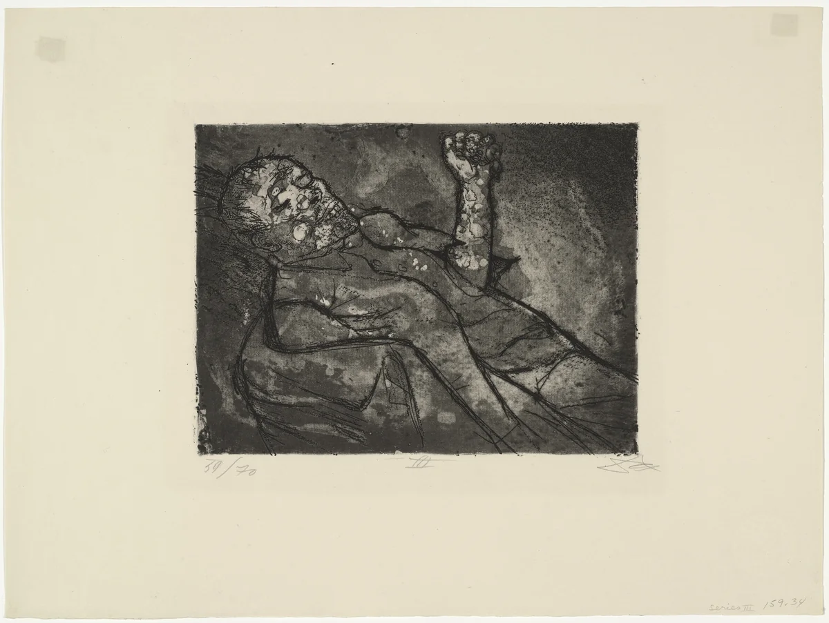 Dead Man in the Mud (Toter im Schlamm) from The War (Der Krieg) by Otto Dix, print, 1924