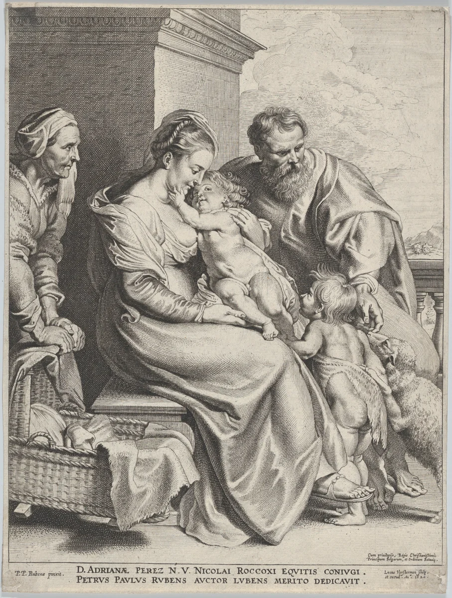 The Holy Family with Saint Elizabeth and John the Baptist as a Child by Lucas Vorsterman, print, 1620