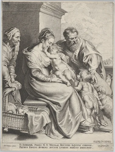 The Holy Family with Saint Elizabeth and John the Baptist as a Child by Lucas Vorsterman, print, 1620
