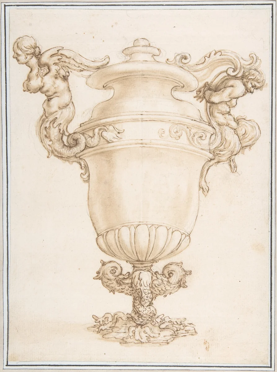 Design for an Amphora by anonymous, drawing, 1600-1699
