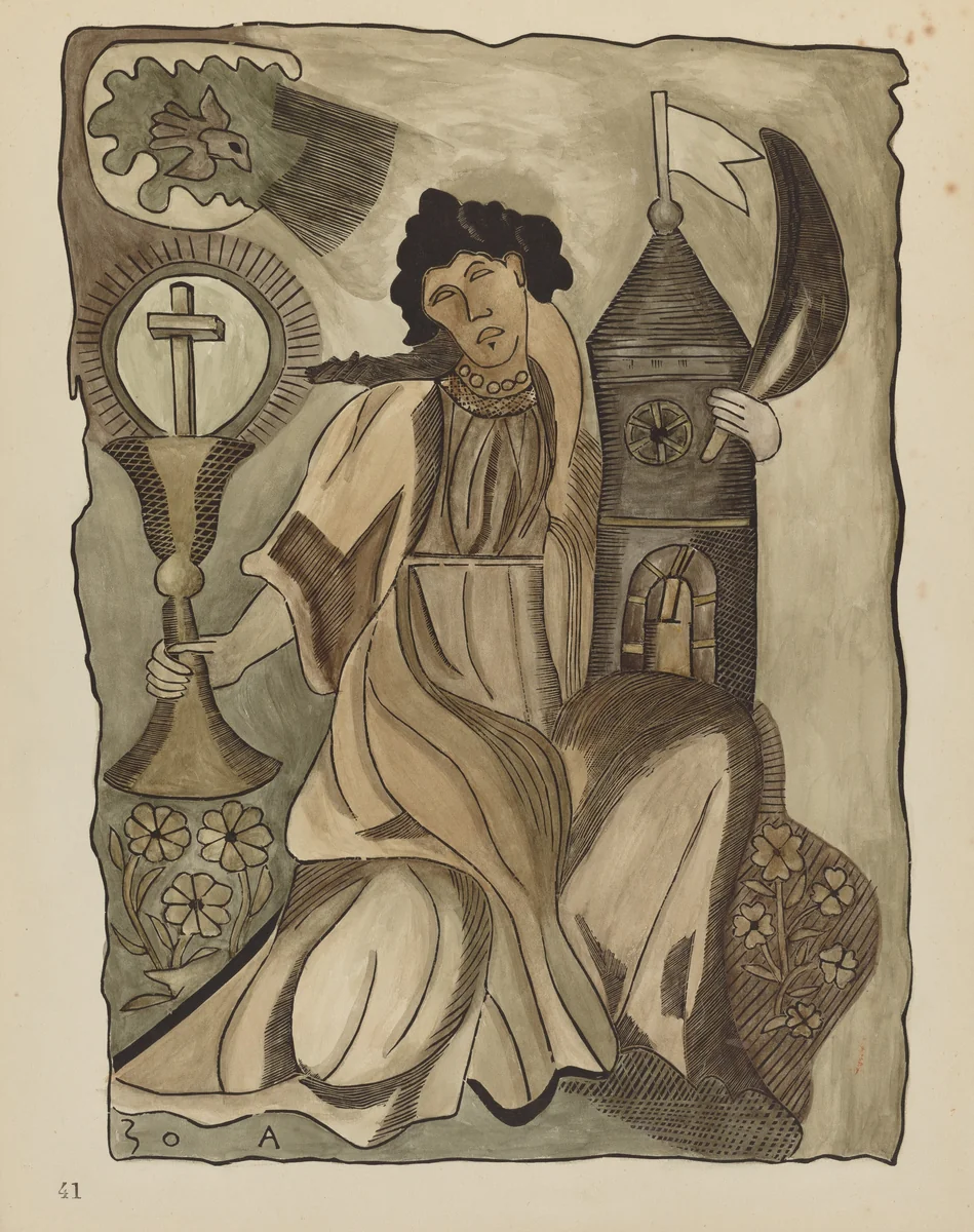 Plate 41: Santa Barbara: From Portfolio "Spanish Colonial Designs of New Mexico" by American 20th Century, index of american design, 1935-1942