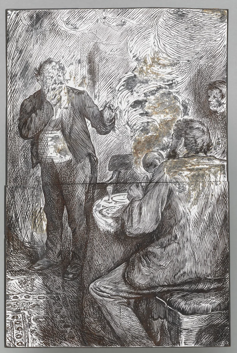 Smoking Strictly Prohibited by Charles Samuel Keene, print, 1862-1872