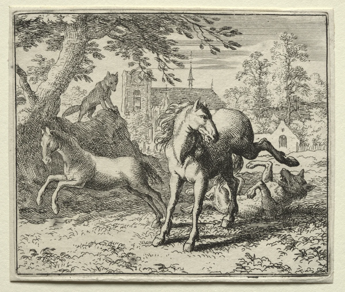 Reynard the Fox: Reynard Tricks the Wolf by Allart van Everdingen, print, 1650-1675