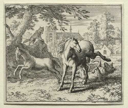 Reynard the Fox: Reynard Tricks the Wolf by Allart van Everdingen, print, 1650-1675