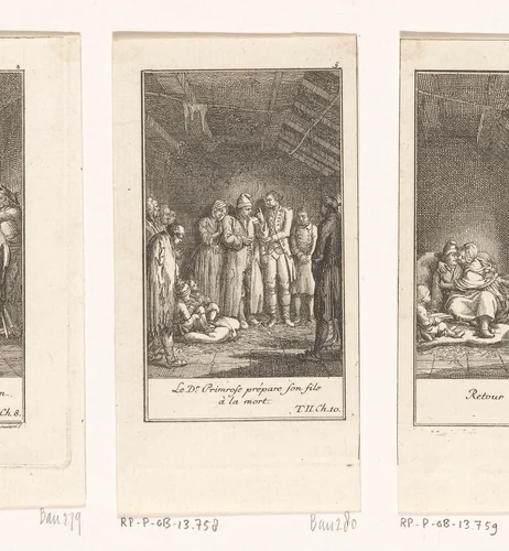 Charles Primrose bereidt zijn zoon voor de op de dood by Daniel Nikolaus Chodowiecki, print, 1776