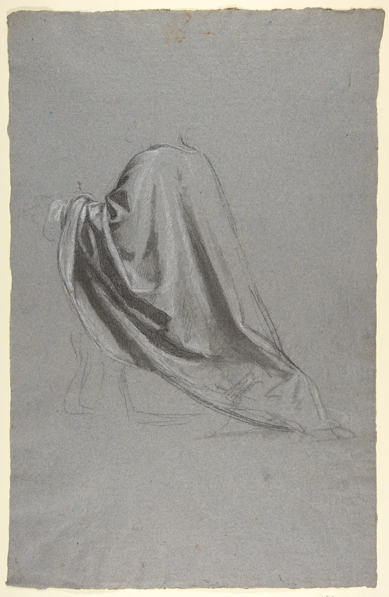 Drapery Study for a Bishop (lower register; study for wall paintings in the Chapel of Saint Remi, Sainte-Clotilde, Paris, 1858) by Isidore Pils, drawing, 1830-1875