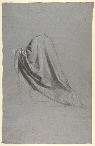 Drapery Study for a Bishop (lower register; study for wall paintings in the Chapel of Saint Remi, Sainte-Clotilde, Paris, 1858) by Isidore Pils, drawing, 1830-1875