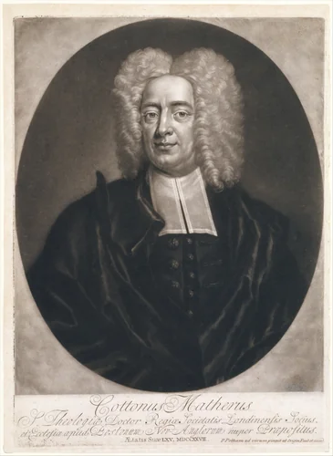 Cottonus Matheris (Cotton Mather) by Peter Pelham, print, 1728