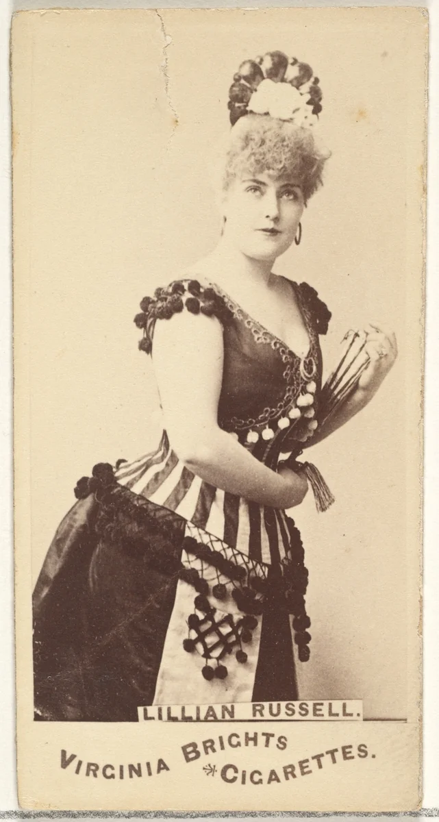 Lillian Russell, from the Actors and Actresses series (N45, Type 1) for Virginia Brights Cigarettes by Allen & Ginter, photograph, 1885-1891