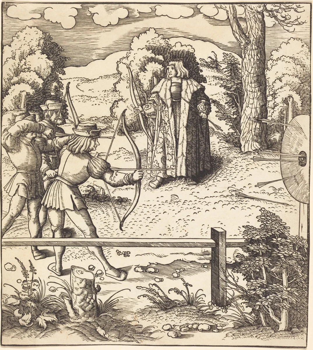 The Young White King at the Butts by Leonhard Beck, print, 1514-1516