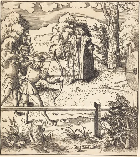 The Young White King at the Butts by Leonhard Beck, print, 1514-1516