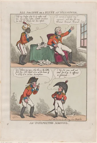 All for Love or A Scene at Weymouth, An Unexpected Meeting by Thomas Rowlandson, print, 1809