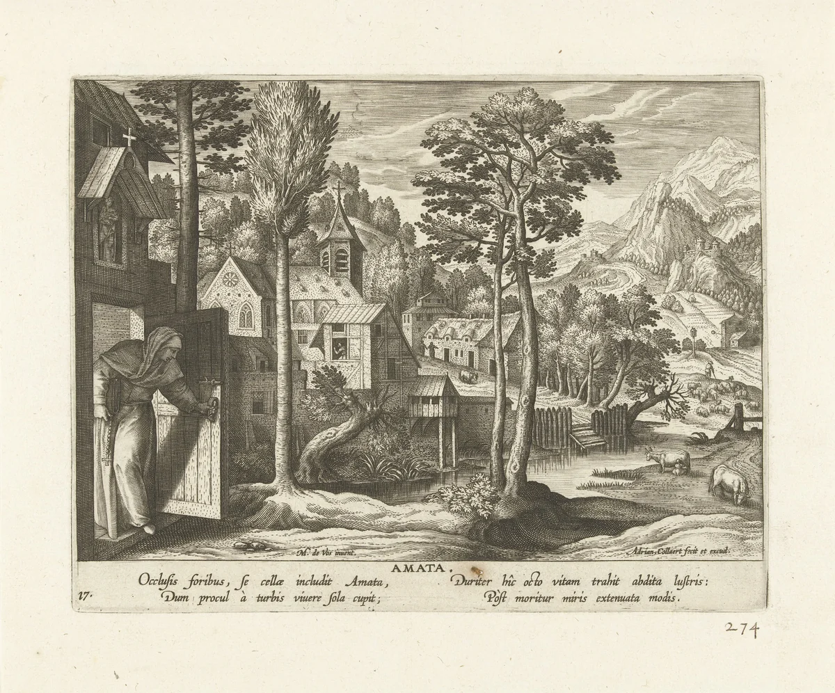 Heilige Amata van Assisi by Unknown, print, 1570-1618