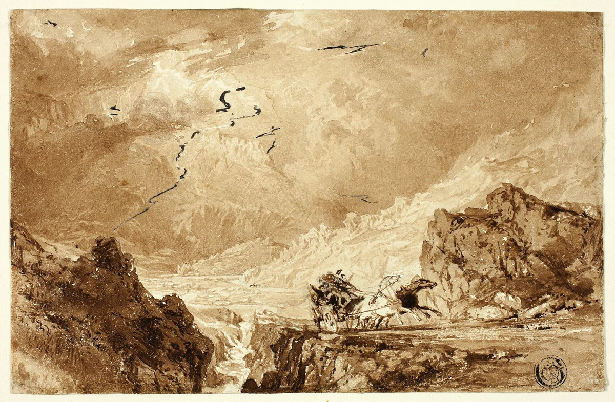 The Diligence in the Alps by Thomas Allom, drawing, 1824-1872