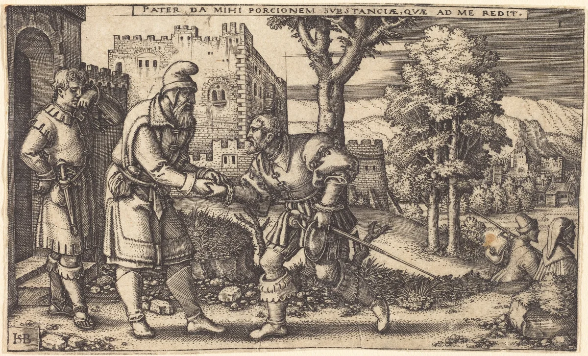 Departure of the Prodigal Son by Sebald Beham, print, 1540