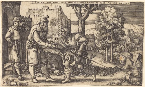 Departure of the Prodigal Son by Sebald Beham, print, 1540