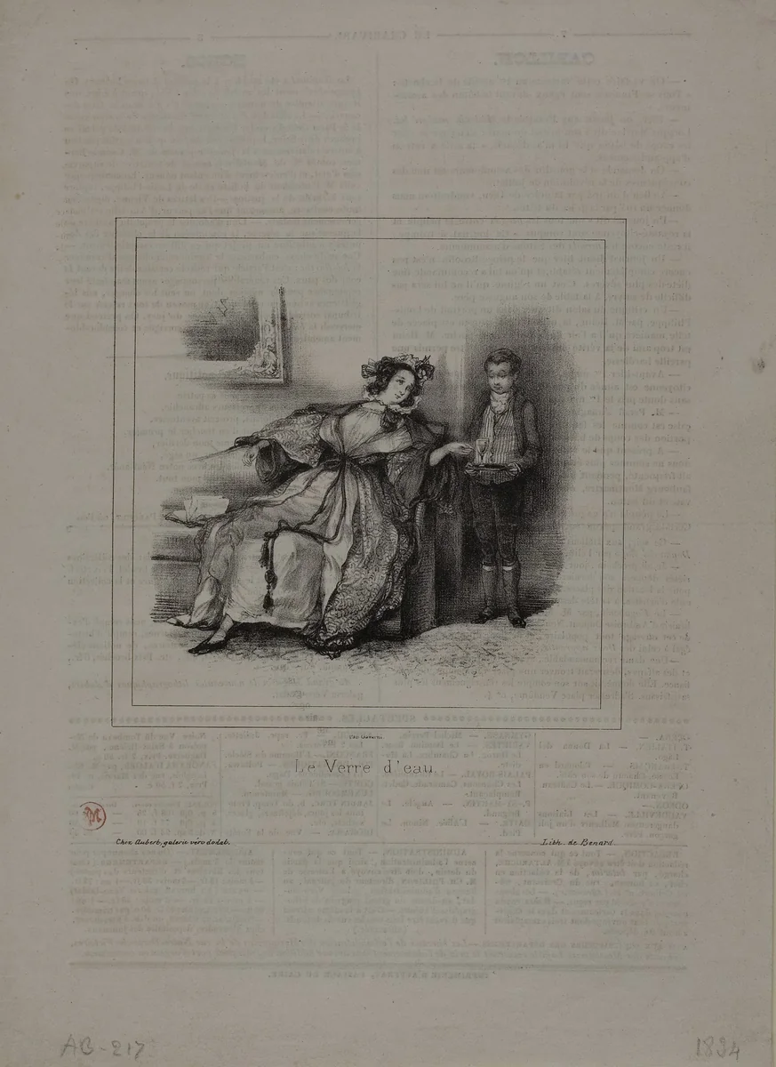 The Glass of Water by Paul Gavarni, print, 1834