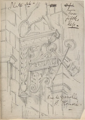 Metal Bracket, Rue de Grenelle, St. Honoré by anonymous, drawing, 1850-1900