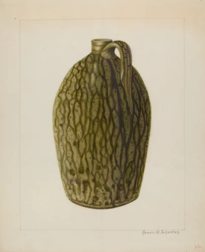 Stoneware Jug by Annie B. Johnston, index of american design, 1938