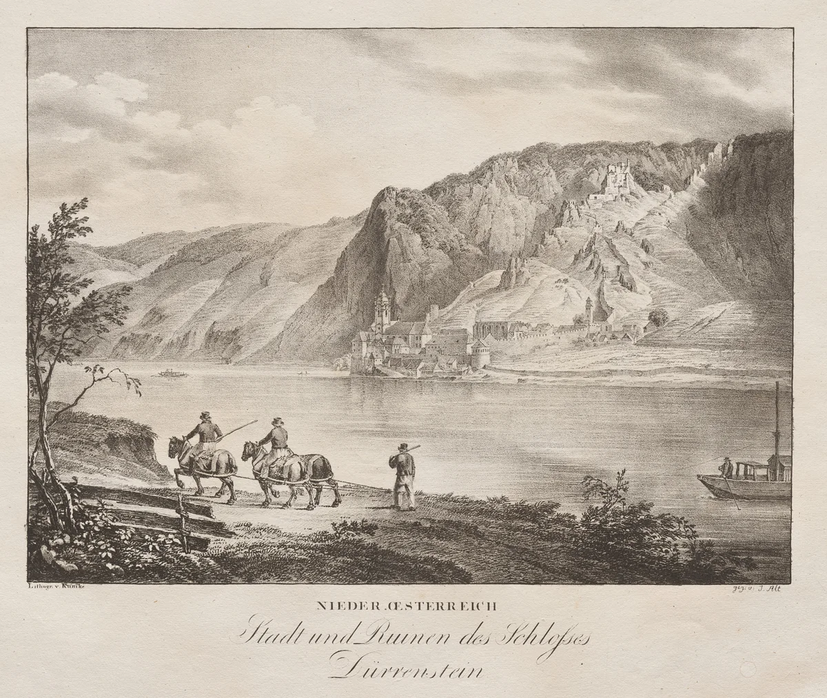 Nieder-oesterreich, Stadt und Ruinen des Schlosses by Jakob Alt, print