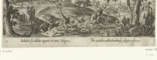 Vossenjacht met paarden by Unknown, print, 1582-1633