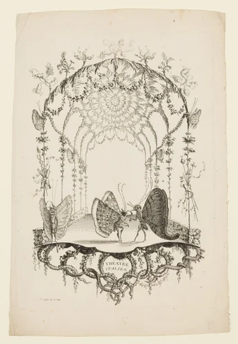 Italian Theatre (Théatre Italien), from Essai de Papilloneries Humaines par Saint Aubin by Charles Germain de Saint-Aubin, print, 1751-1765