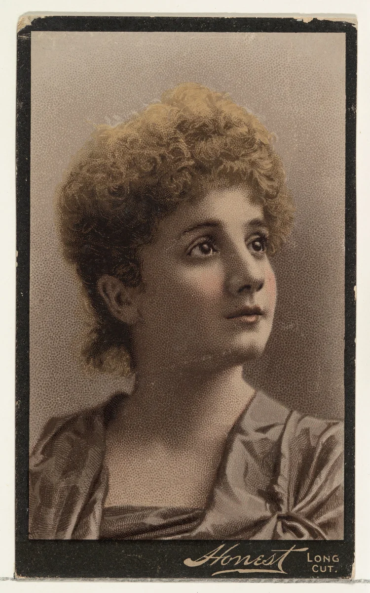 Actress with short curly hair, from Stars of the Stage, Third Series (N131) issued by Duke Sons & Co. to promote Honest Long Cut Tobacco by W. Duke, Sons & Co., print, 1891-1892