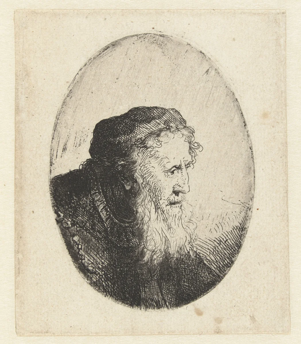 Oude man met baard by Ferdinand Bol, print, 1626-1680
