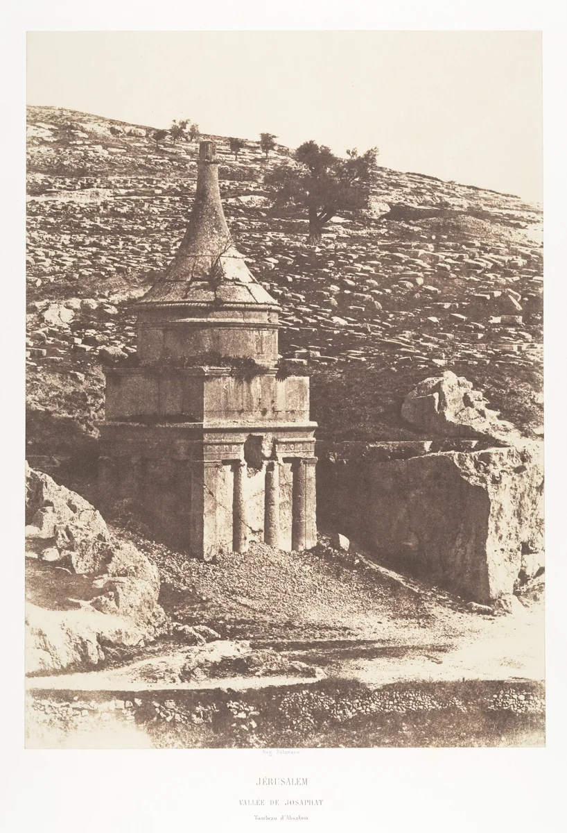 Jérusalem, Vallée de Josaphat, Tombeau d'Absalon by Auguste Salzmann, photograph, 1854-1859